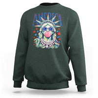 America Statue of Liberty Blowing Bubblegum Sweatshirt Star and Glasses Patriotic Summer Vibes Graphic