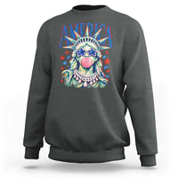 America Statue of Liberty Blowing Bubblegum Sweatshirt Star and Glasses Patriotic Summer Vibes Graphic