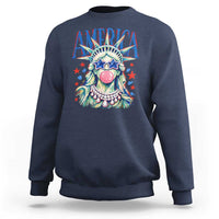 America Statue of Liberty Blowing Bubblegum Sweatshirt Star and Glasses Patriotic Summer Vibes Graphic