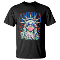 America Statue of Liberty Blowing Bubblegum T Shirt Star and Glasses Patriotic Summer Vibes Graphic