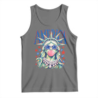 America Statue of Liberty Blowing Bubblegum Tank Top Star and Glasses Patriotic Summer Vibes Graphic