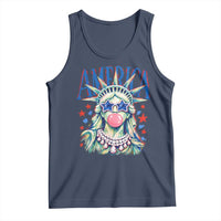 America Statue of Liberty Blowing Bubblegum Tank Top Star and Glasses Patriotic Summer Vibes Graphic