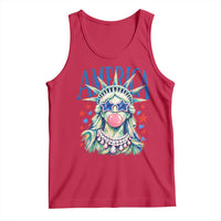 America Statue of Liberty Blowing Bubblegum Tank Top Star and Glasses Patriotic Summer Vibes Graphic
