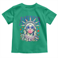 America Statue of Liberty Blowing Bubblegum Toddler T Shirt Star and Glasses Patriotic Summer Vibes Graphic