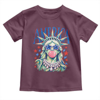 America Statue of Liberty Blowing Bubblegum Toddler T Shirt Star and Glasses Patriotic Summer Vibes Graphic