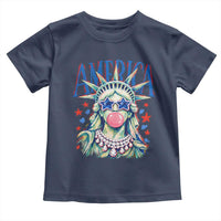 America Statue of Liberty Blowing Bubblegum Toddler T Shirt Star and Glasses Patriotic Summer Vibes Graphic