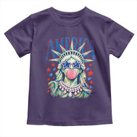 America Statue of Liberty Blowing Bubblegum Toddler T Shirt Star and Glasses Patriotic Summer Vibes Graphic