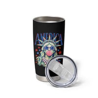 America Statue of Liberty Blowing Bubblegum Tumbler Cup Star and Glasses Patriotic Summer Vibes Graphic
