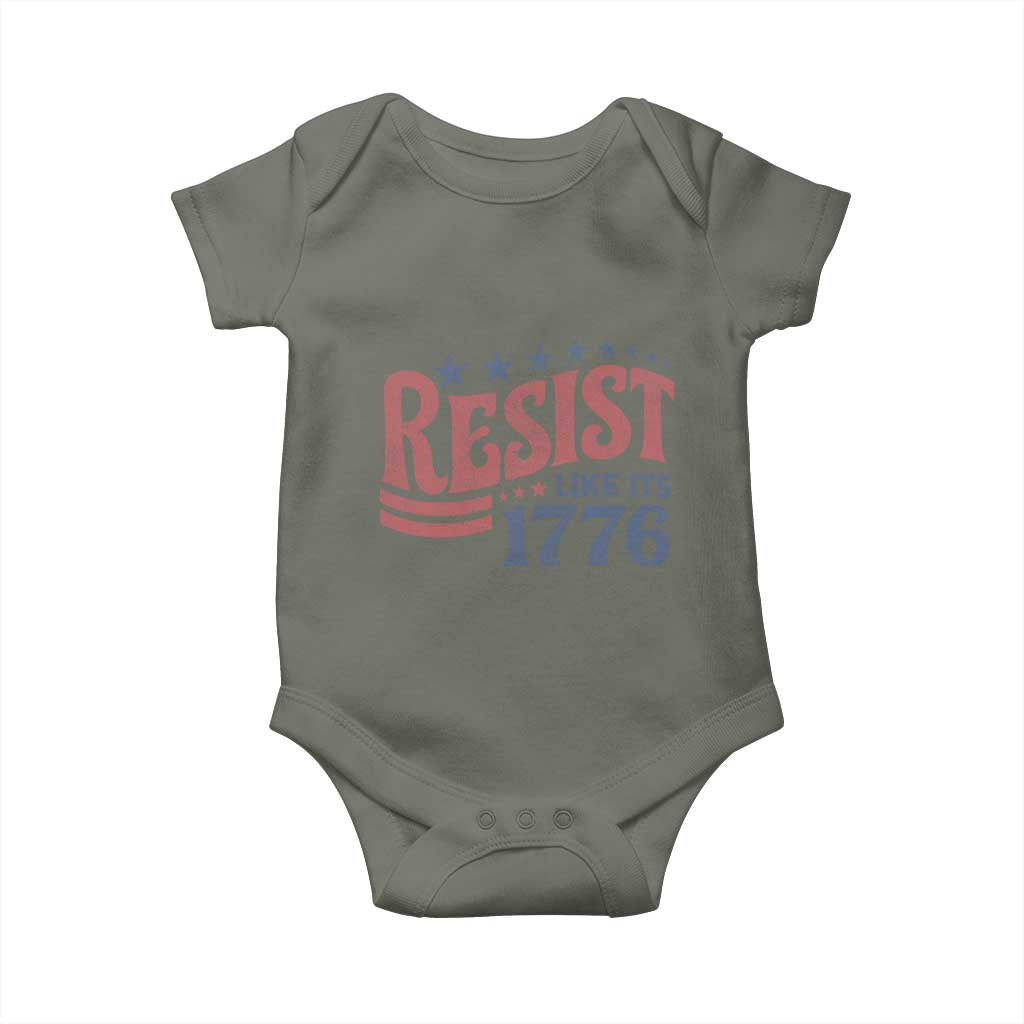 Resist Like Its 1776 Baby Onesie Vintage Distressed Patriotic Political Satire Graphic