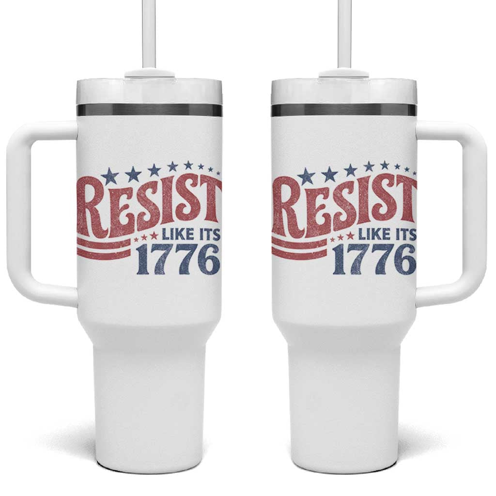 Resist Like Its 1776 Tumbler With Handle Vintage Distressed Patriotic Political Satire Graphic