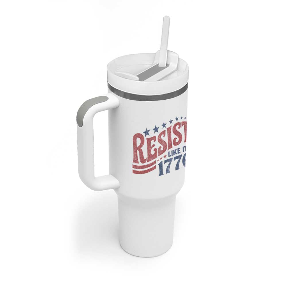 Resist Like Its 1776 Tumbler With Handle Vintage Distressed Patriotic Political Satire Graphic