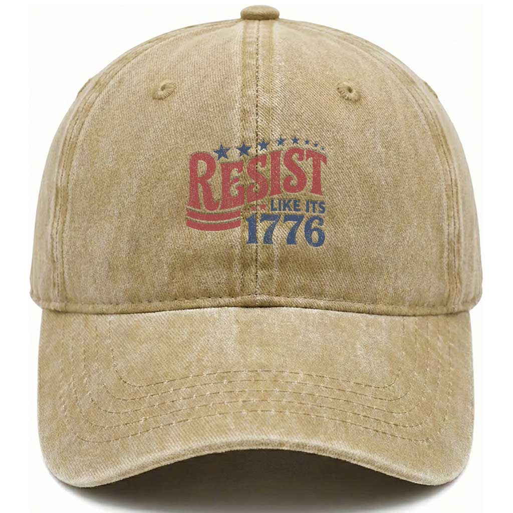Resist Like Its 1776 Washed Cotton Baseball Cap Vintage Distressed Patriotic Political Satire Graphic