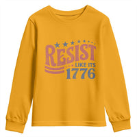 Resist Like Its 1776 Youth Sweatshirt Vintage Distressed Patriotic Political Satire Graphic