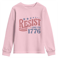 Resist Like Its 1776 Youth Sweatshirt Vintage Distressed Patriotic Political Satire Graphic