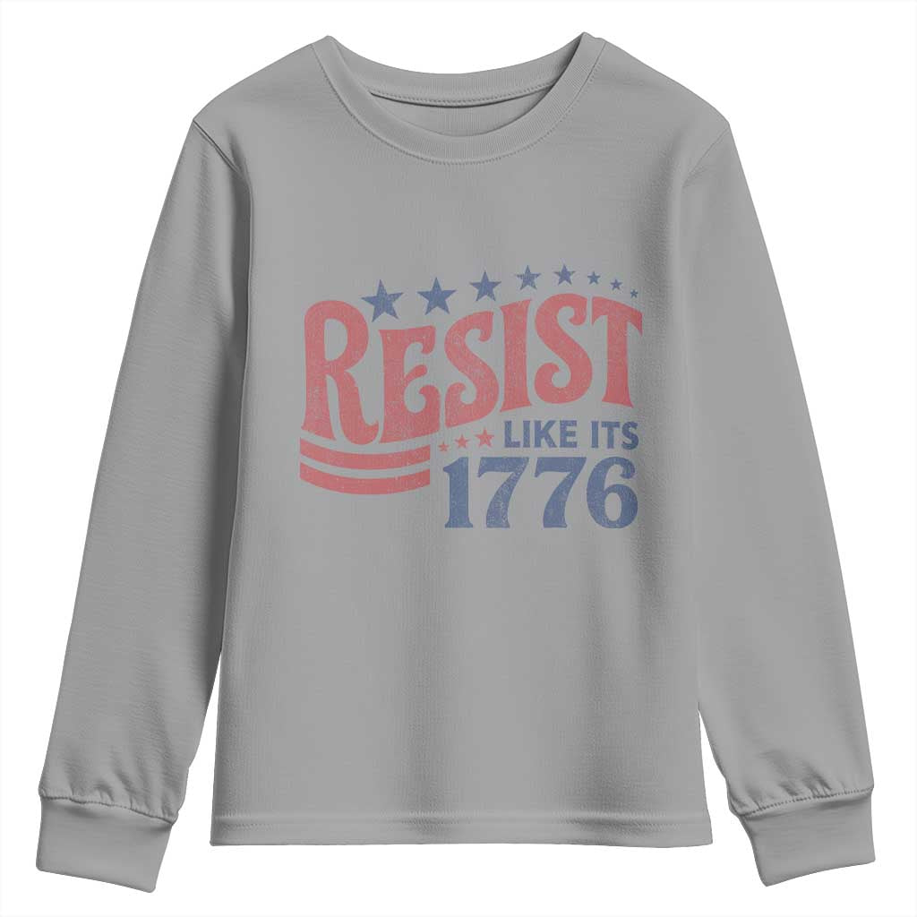 Resist Like Its 1776 Youth Sweatshirt Vintage Distressed Patriotic Political Satire Graphic