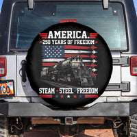 Steam Steel Freedom Stainless American Spirit Spare Tire Cover 250 Years USA Railroad Legend Patriotic Military Jet Flyover Graphic