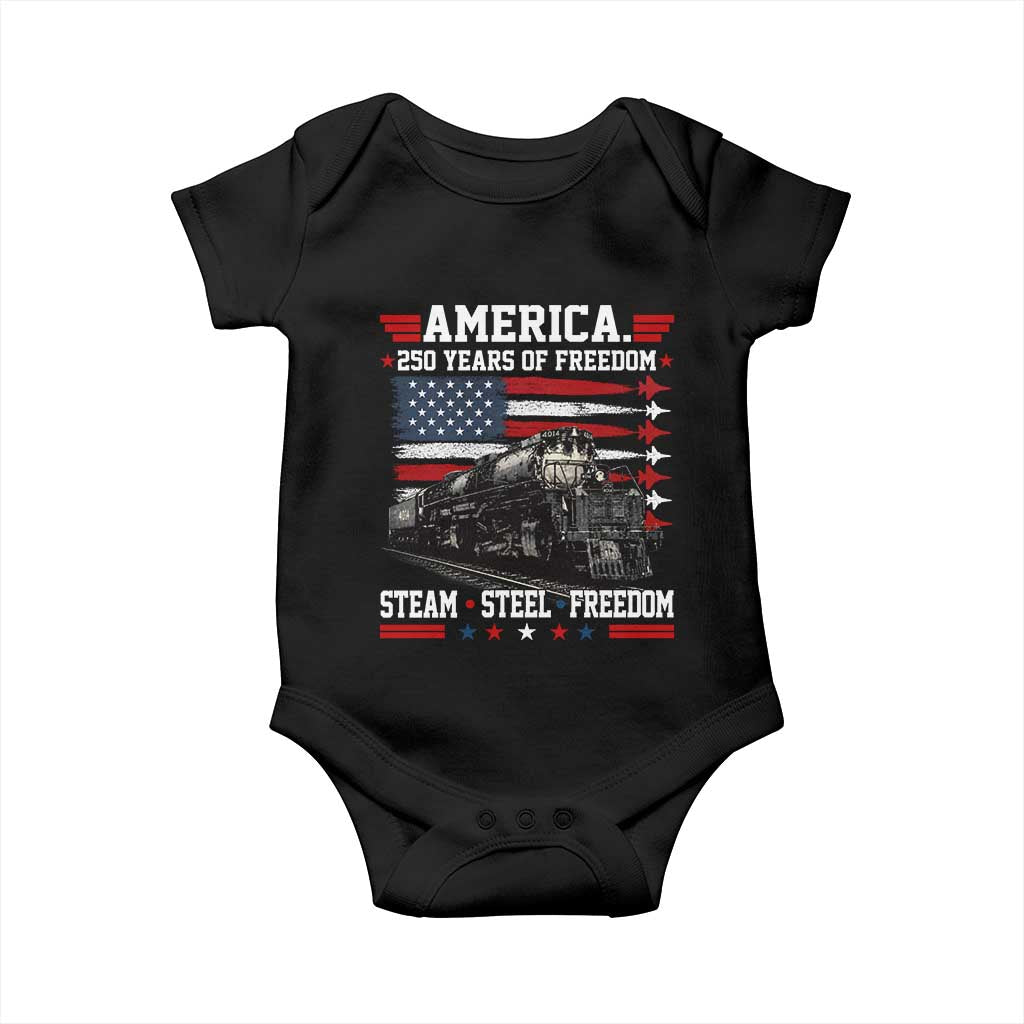 Steam Steel Freedom Stainless American Spirit Baby Onesie 250 Years USA Railroad Legend Patriotic Military Jet Flyover Graphic