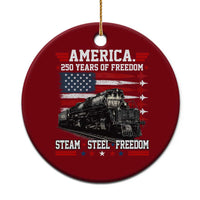 Steam Steel Freedom Stainless American Spirit Ceramic Ornament 250 Years USA Railroad Legend Patriotic Military Jet Flyover Graphic