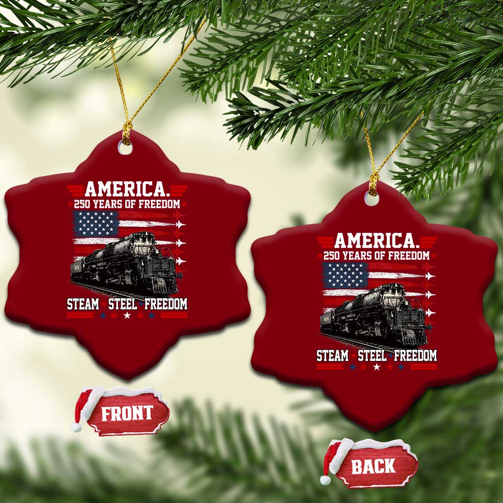 Steam Steel Freedom Stainless American Spirit Ceramic Ornament 250 Years USA Railroad Legend Patriotic Military Jet Flyover Graphic