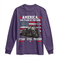 Steam Steel Freedom Stainless American Spirit Long Sleeve Shirt 250 Years USA Railroad Legend Patriotic Military Jet Flyover Graphic