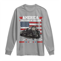Steam Steel Freedom Stainless American Spirit Long Sleeve Shirt 250 Years USA Railroad Legend Patriotic Military Jet Flyover Graphic