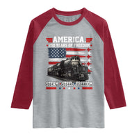 Steam Steel Freedom Stainless American Spirit Raglan Shirt 250 Years USA Railroad Legend Patriotic Military Jet Flyover Graphic