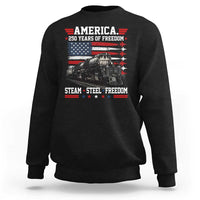 Steam Steel Freedom Stainless American Spirit Sweatshirt 250 Years USA Railroad Legend Patriotic Military Jet Flyover Graphic