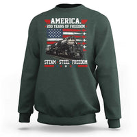 Steam Steel Freedom Stainless American Spirit Sweatshirt 250 Years USA Railroad Legend Patriotic Military Jet Flyover Graphic