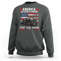 Steam Steel Freedom Stainless American Spirit Sweatshirt 250 Years USA Railroad Legend Patriotic Military Jet Flyover Graphic