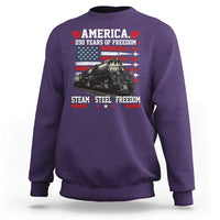 Steam Steel Freedom Stainless American Spirit Sweatshirt 250 Years USA Railroad Legend Patriotic Military Jet Flyover Graphic