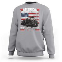 Steam Steel Freedom Stainless American Spirit Sweatshirt 250 Years USA Railroad Legend Patriotic Military Jet Flyover Graphic