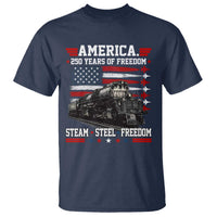 Steam Steel Freedom Stainless American Spirit T Shirt 250 Years USA Railroad Legend Patriotic Military Jet Flyover Graphic