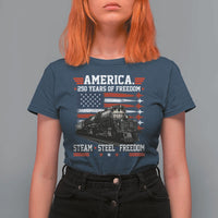 Steam Steel Freedom Stainless American Spirit T Shirt For Women 250 Years USA Railroad Legend Patriotic Military Jet Flyover Graphic