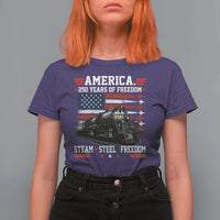Steam Steel Freedom Stainless American Spirit T Shirt For Women 250 Years USA Railroad Legend Patriotic Military Jet Flyover Graphic