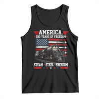Steam Steel Freedom Stainless American Spirit Tank Top 250 Years USA Railroad Legend Patriotic Military Jet Flyover Graphic