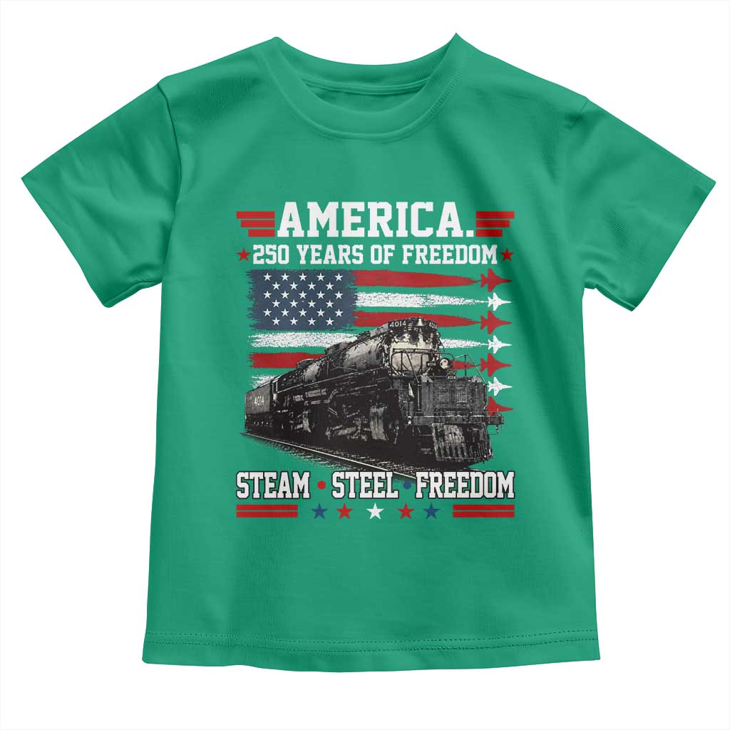 Steam Steel Freedom Stainless American Spirit Toddler T Shirt 250 Years USA Railroad Legend Patriotic Military Jet Flyover Graphic