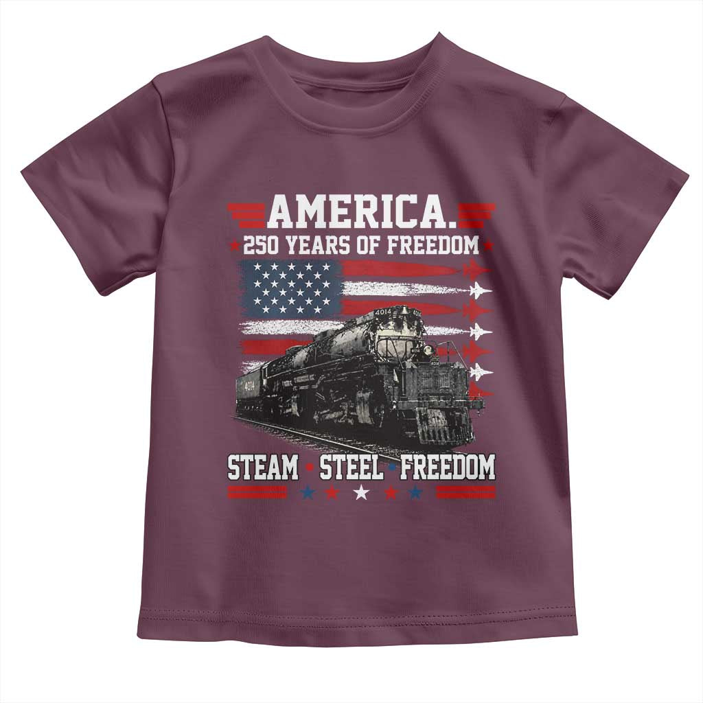 Steam Steel Freedom Stainless American Spirit Toddler T Shirt 250 Years USA Railroad Legend Patriotic Military Jet Flyover Graphic
