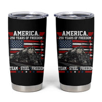 Steam Steel Freedom Stainless American Spirit Tumbler Cup 250 Years USA Railroad Legend Patriotic Military Jet Flyover Graphic