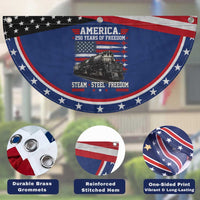 Steam Steel Freedom Stainless American Spirit Patriotic Fan Flag 250 Years USA Railroad Legend Military Jet Flyover Graphic