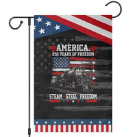 Steam Steel Freedom Stainless American Spirit Patriotic Garden Flag 250 Years USA Railroad Legend Military Jet Flyover Graphic