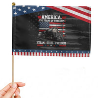 Steam Steel Freedom Stainless American Spirit Patriotic Handheld Flag 250 Years USA Railroad Legend Military Jet Flyover Graphic