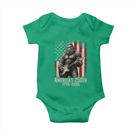 Americas 250th Anniversary 1776-2026 Bigfoot Rock Star Baby Onesie Playing Electric Guitar Distressed American Flag Graphic