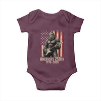 Americas 250th Anniversary 1776-2026 Bigfoot Rock Star Baby Onesie Playing Electric Guitar Distressed American Flag Graphic