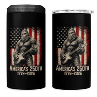 Americas 250th Anniversary 1776-2026 Bigfoot Rock Star 4 in 1 Can Cooler Tumbler Playing Electric Guitar Distressed American Flag Graphic