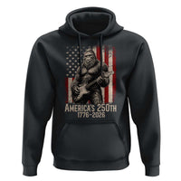 Americas 250th Anniversary 1776-2026 Bigfoot Rock Star Hoodie Playing Electric Guitar Distressed American Flag Graphic