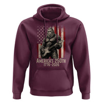 Americas 250th Anniversary 1776-2026 Bigfoot Rock Star Hoodie Playing Electric Guitar Distressed American Flag Graphic