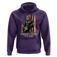 Americas 250th Anniversary 1776-2026 Bigfoot Rock Star Hoodie Playing Electric Guitar Distressed American Flag Graphic