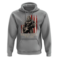 Americas 250th Anniversary 1776-2026 Bigfoot Rock Star Hoodie Playing Electric Guitar Distressed American Flag Graphic