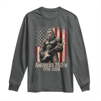 Americas 250th Anniversary 1776-2026 Bigfoot Rock Star Long Sleeve Shirt Playing Electric Guitar Distressed American Flag Graphic