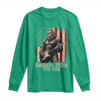 Americas 250th Anniversary 1776-2026 Bigfoot Rock Star Long Sleeve Shirt Playing Electric Guitar Distressed American Flag Graphic